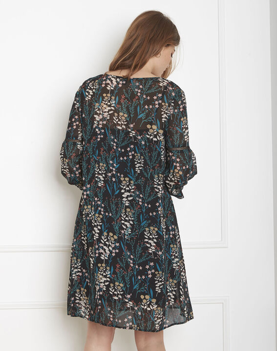 Robe noire imprimé fleuri Lava | 1-2-3 Robe noire imprimé fleuri Lava PhotoZ | 1-2-3