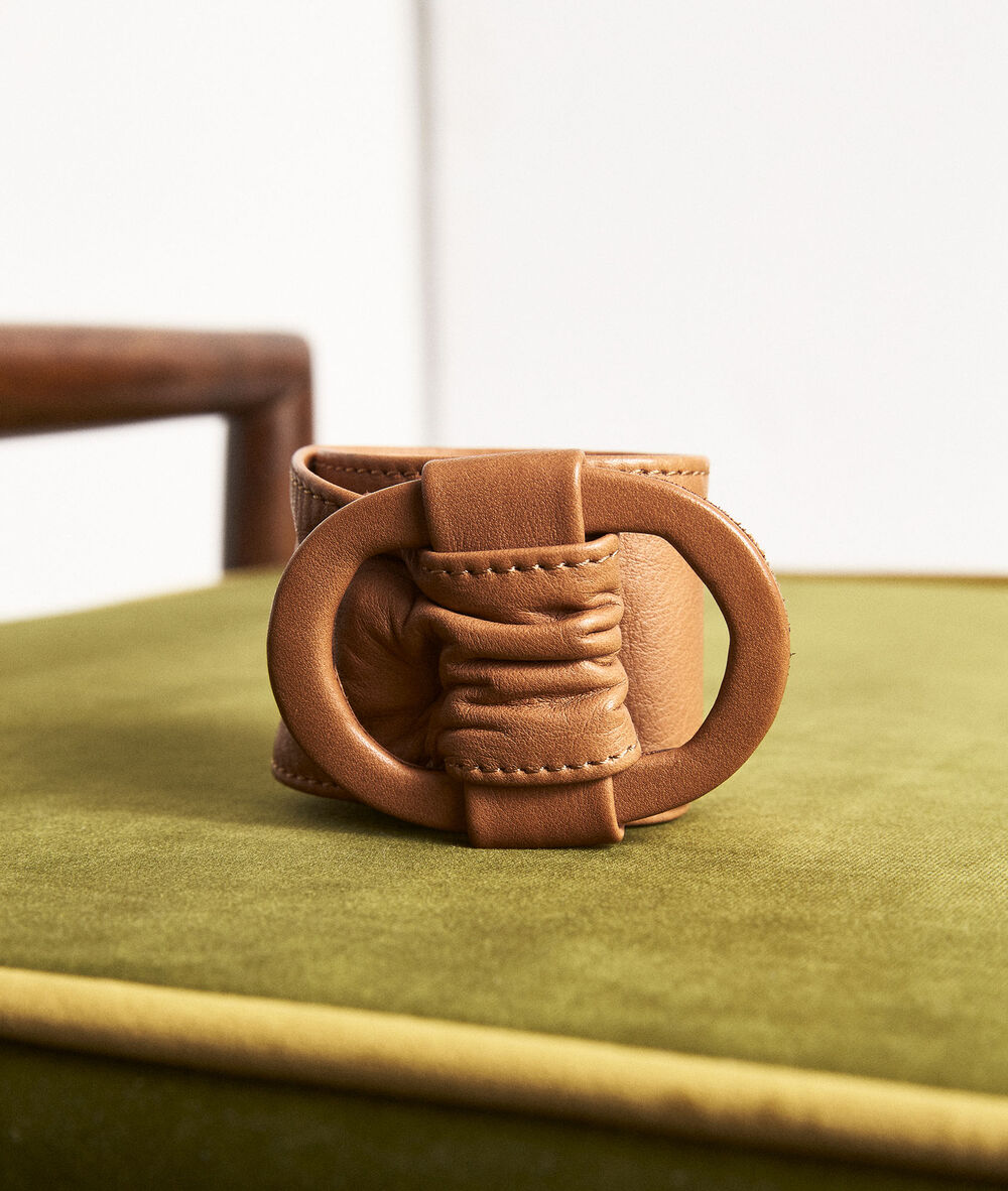 Ceinture large en cuir camel elya camel.