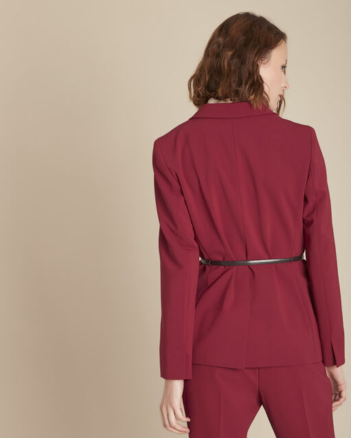 Veste en microfibre ceinturée bongo bordeaux.