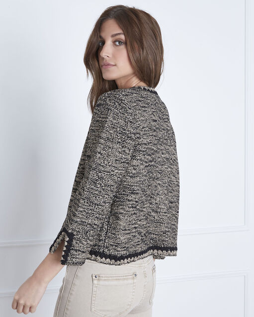 Gilet noir maille fantaisie amour noir.