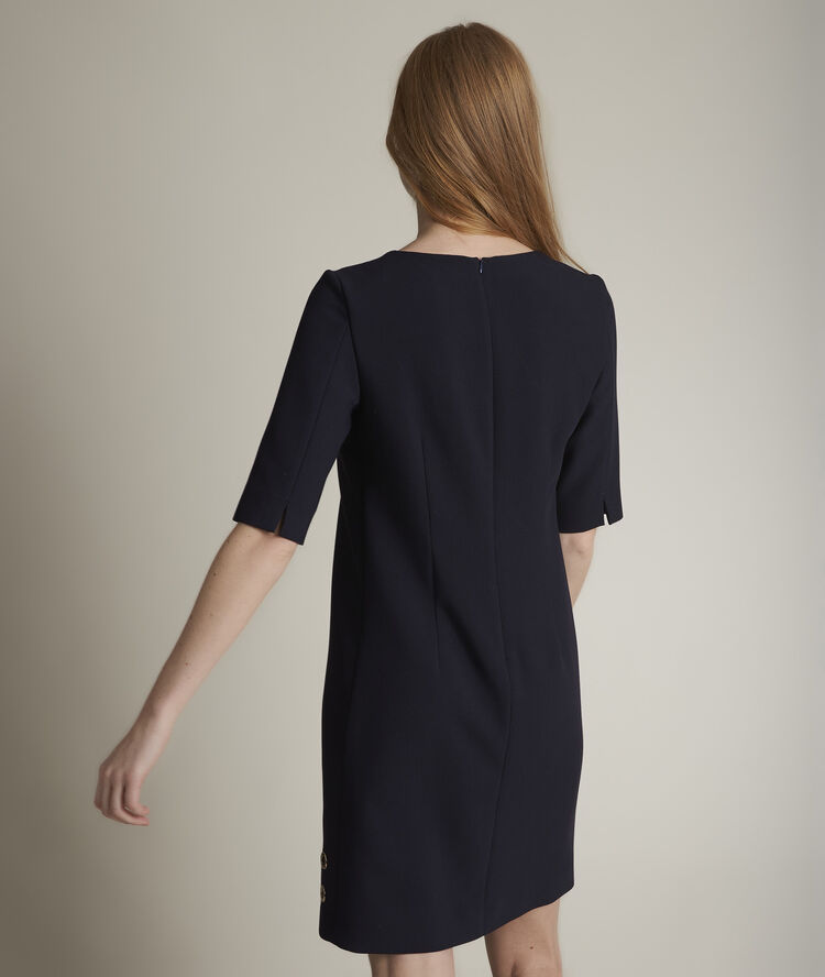 Robe compacte marine à oeillets corinne marine.