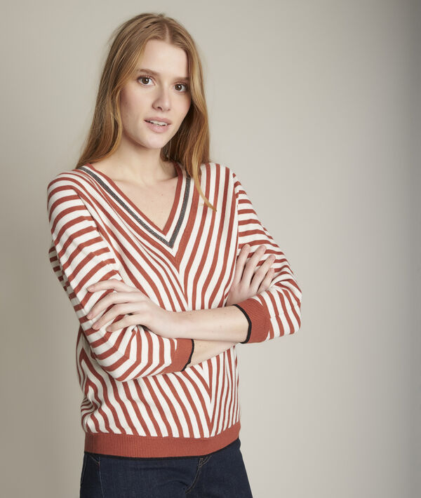 Pull rayé col V Dollar | 1-2-3 Pull rayé col V Dollar PhotoZ | 1-2-3