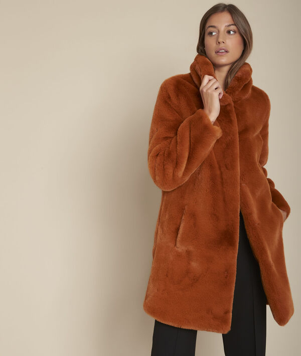 Manteau fausse fourrure acajou Emy | 1-2-3 Manteau fausse fourrure acajou Emy PhotoZ | 1-2-3