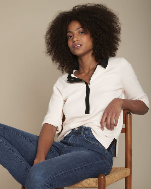 Roser milano-pullover mit polokragen formule neonrosa.