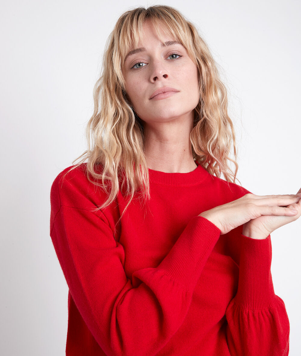 Pull en laine responsable turquoise alanis rouge.