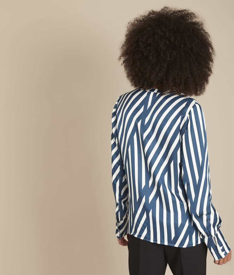 Blouse en soie mélangée rayée muriella marine.