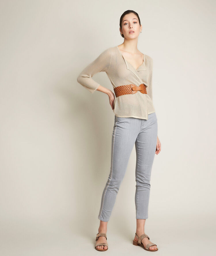 Gilet ajour&eacute; dor&eacute; noisette or blanchi.