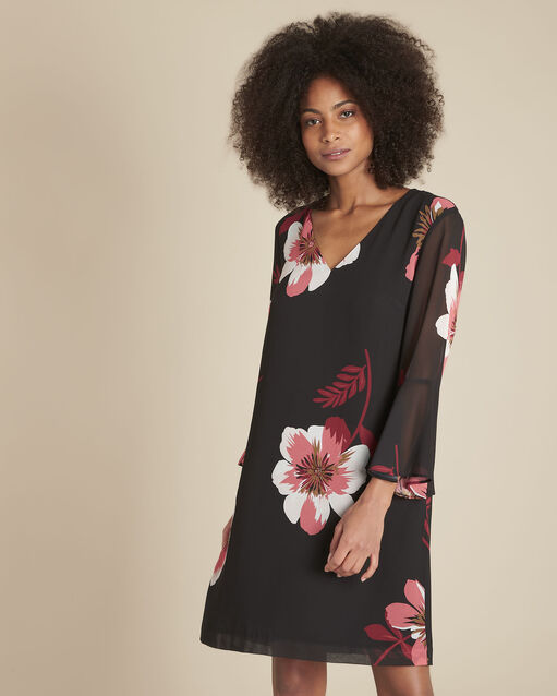 Robe imprimé fleuri astrid noir.