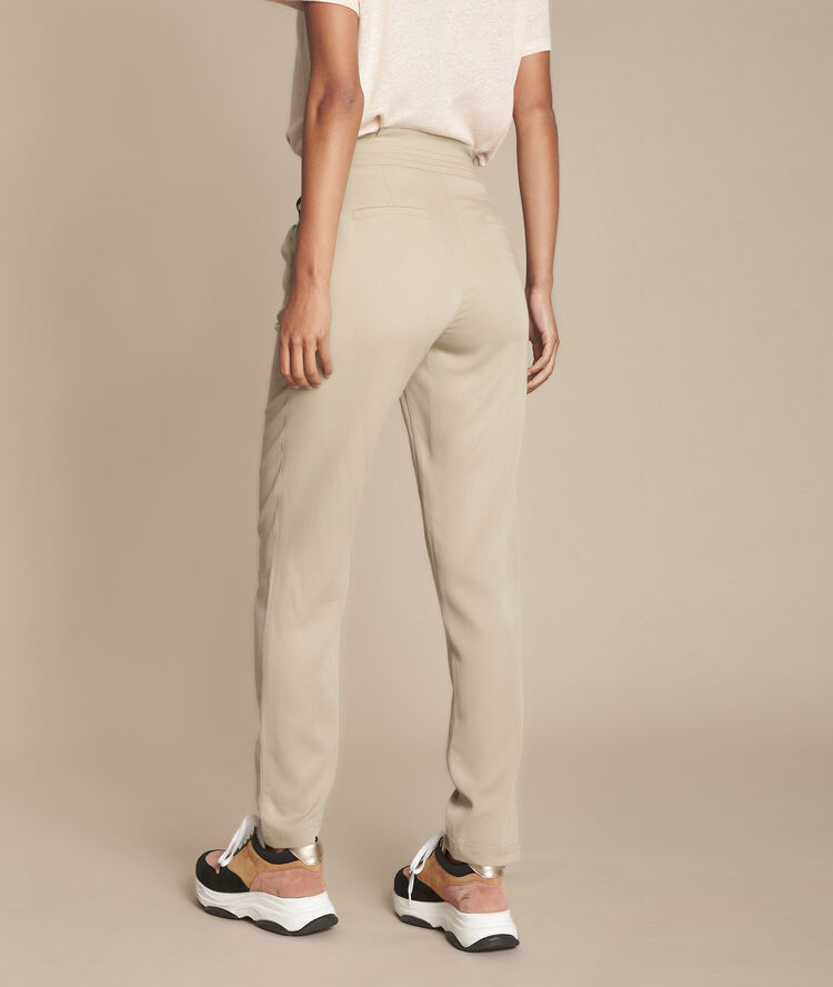 Pantalon argile cigarette elfe jaune pale.