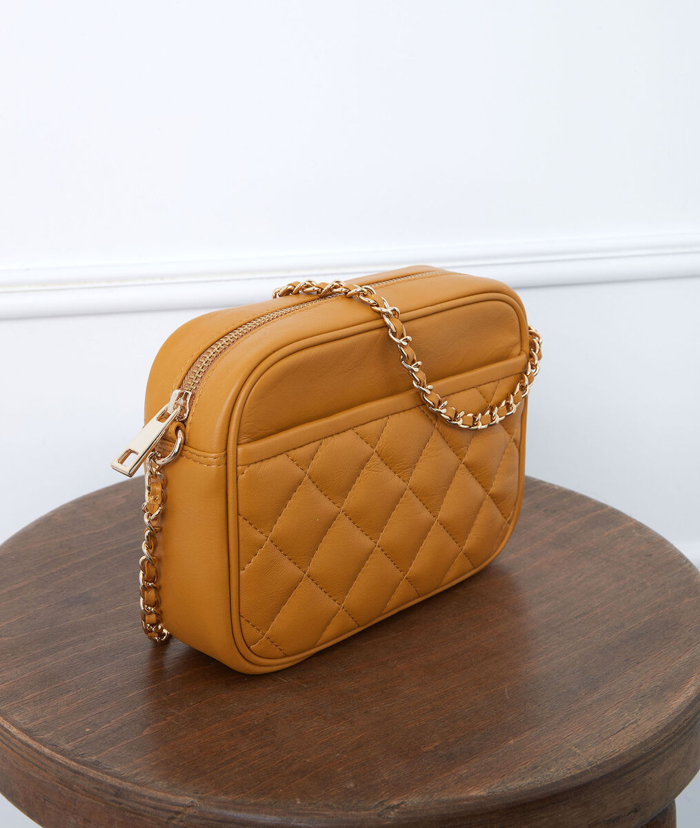 Pochette en cuir matelassée vanille Dan | 1-2-3 Pochette en cuir matelassée vanille Dan PhotoZ | 1-2-3
