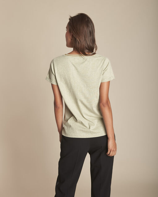 Tee-shirt chaux encolure lurex clara jaune pale.