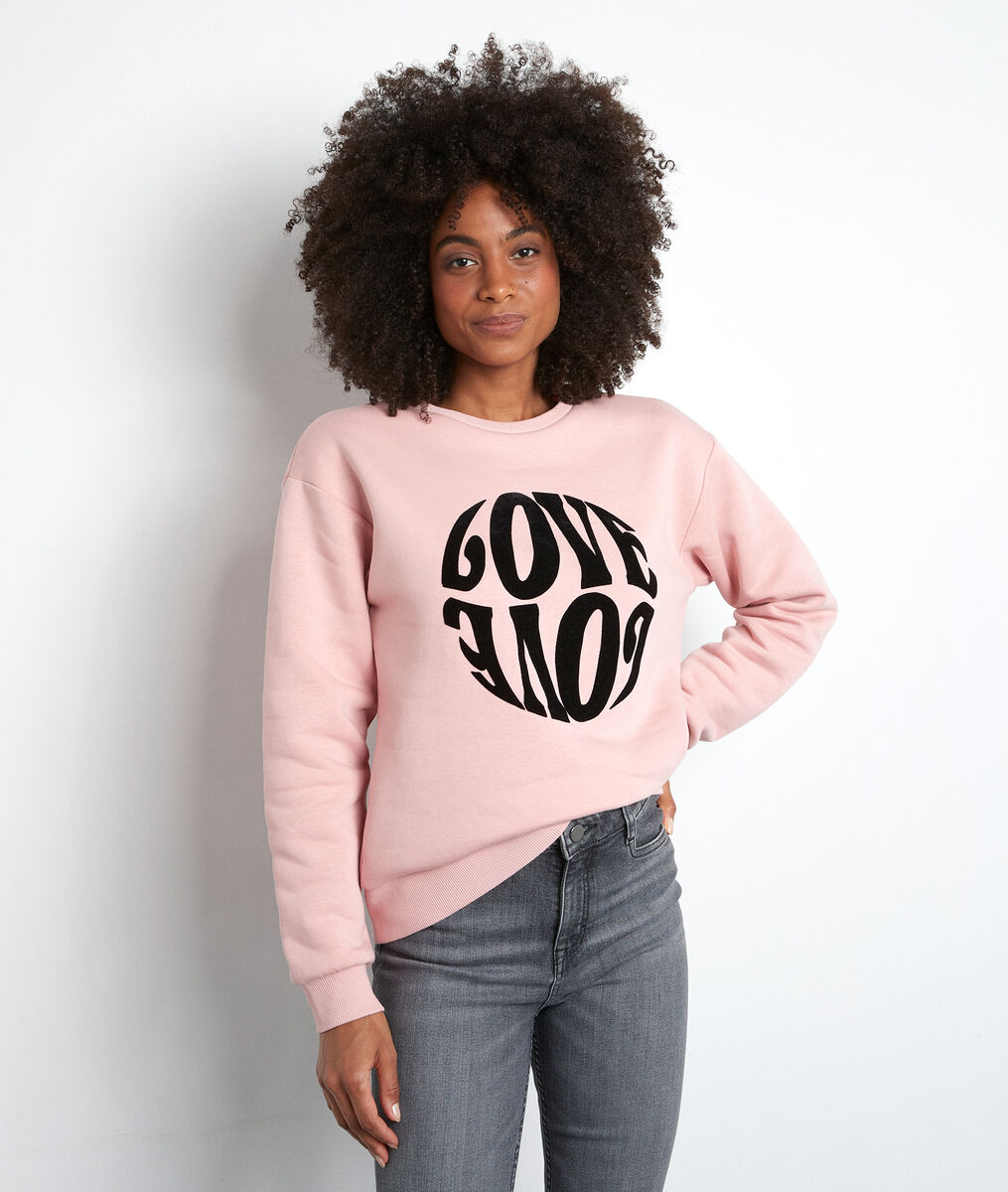 Sweat-shirt doux floqué rose Eloise | 1-2-3 Sweat-shirt doux floqué rose Eloise PhotoZ | 1-2-3