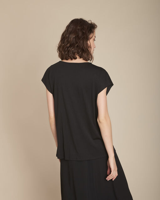 Tee-shirt cache-cœur noir carine noir.