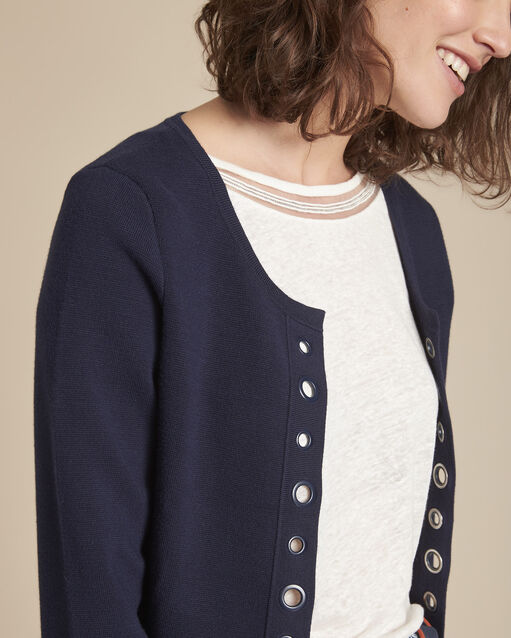 Gilet marine compact oeillets abricotier marine.