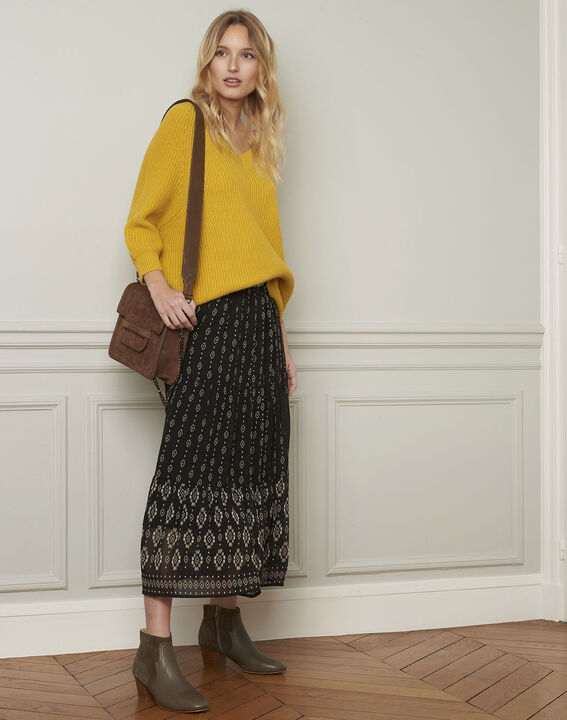 Pull anis col V en coton et laine Ankara | 1-2-3 Pull anis col V en coton et laine Ankara PhotoZ | 1-2-3