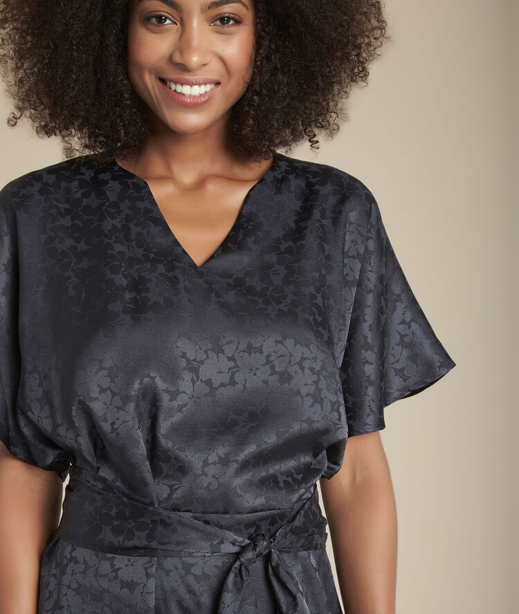 Robe jacquard ceinturée romy marine.