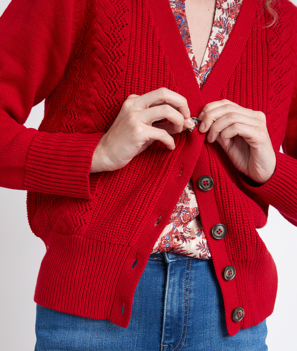 Gilet rouge en coton biologique abbie rouge.