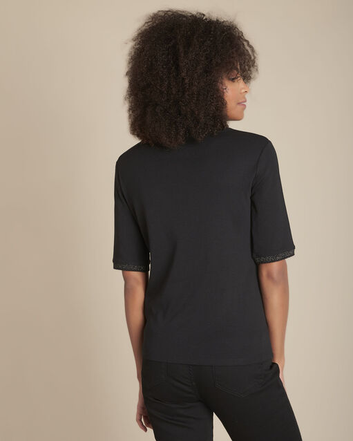 Polo noir col lurex claudia noir.