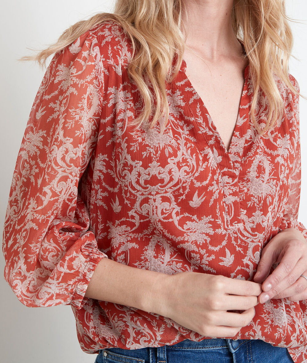 Blouse orange imprimée elsa goyave.