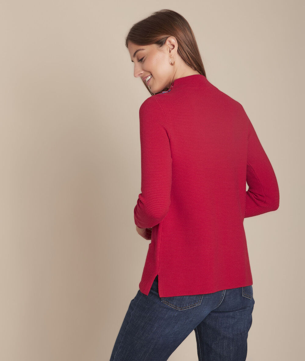 Roter Pullover Mit Ottoman Strickmuster Und Stehkragen Flower Damen Maison 123