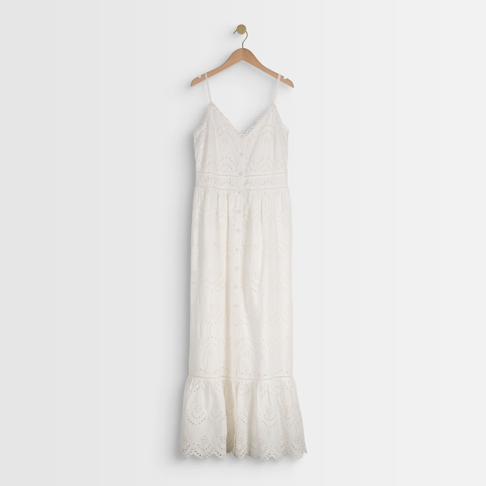 Robe longue en broderie anglaise blanche lys ecru.