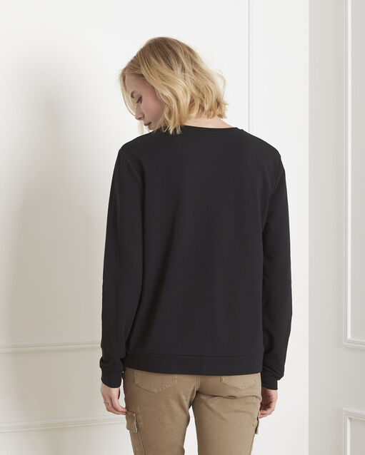 Sweat noir imprimé tigre planete noir.