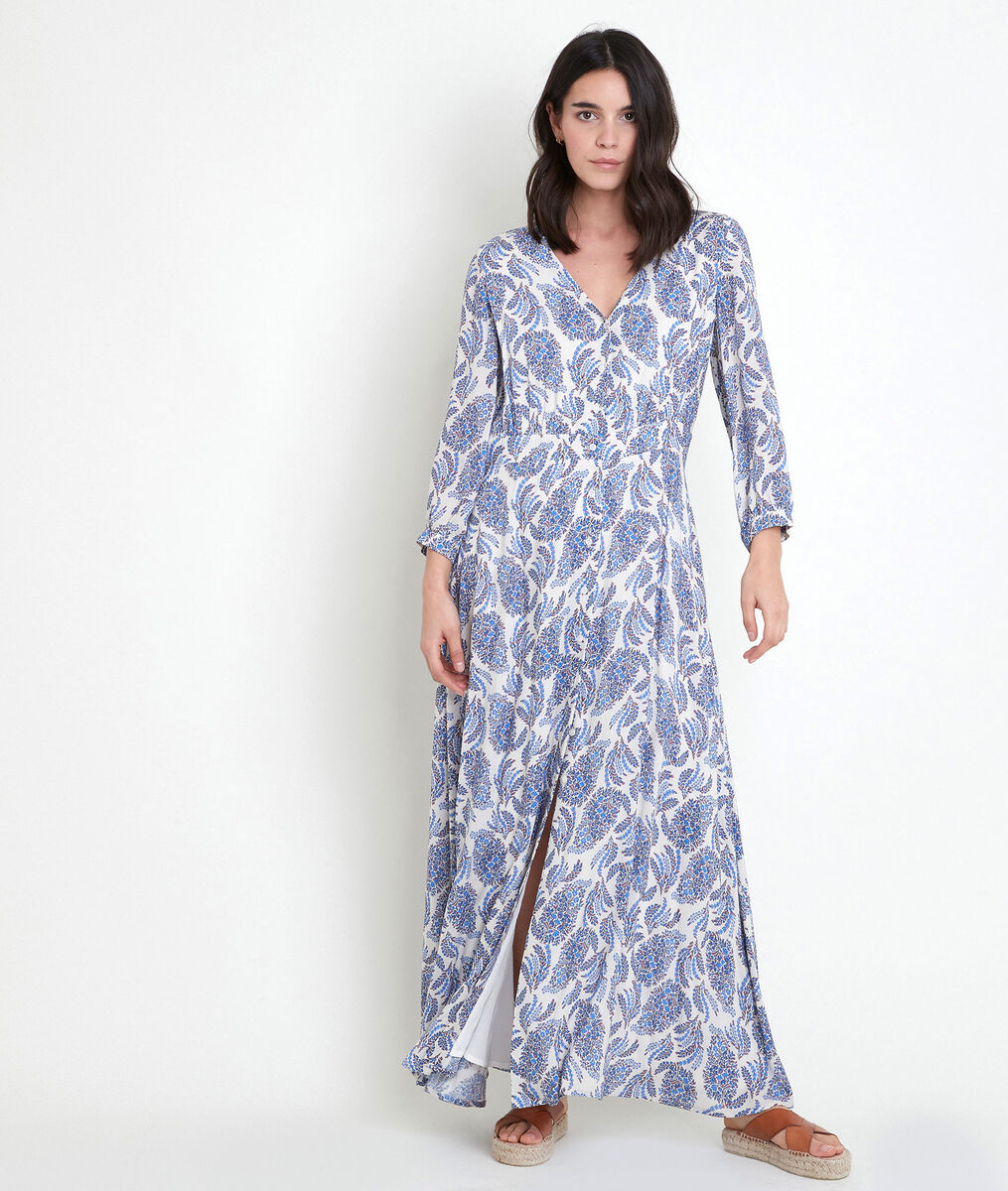 Robe longue mysotis imprimée Louvina | 1-2-3 Robe longue mysotis imprimée Louvina PhotoZ | 1-2-3