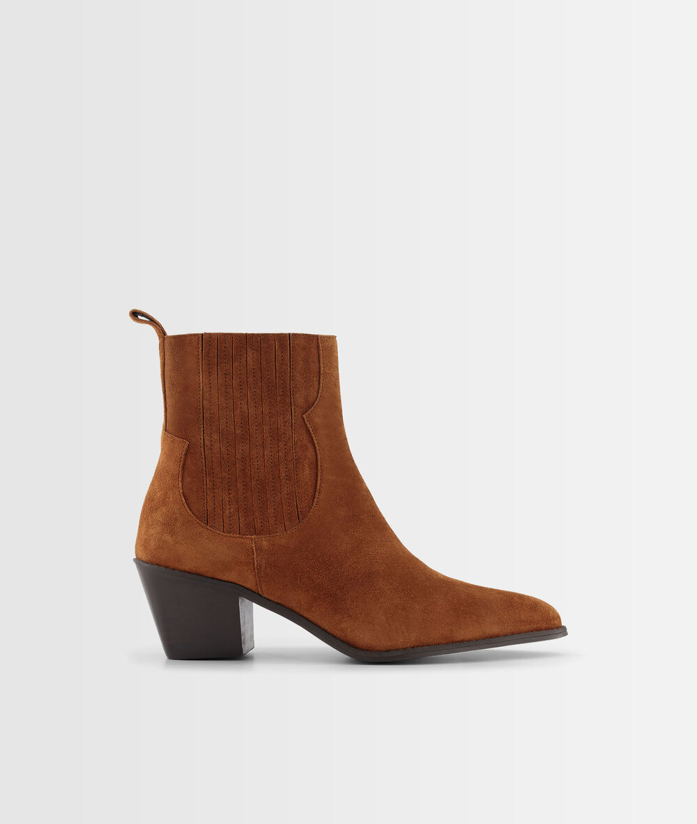 Lage cowboylaarzen van chocoladebruin veloursleder habby chocolat.