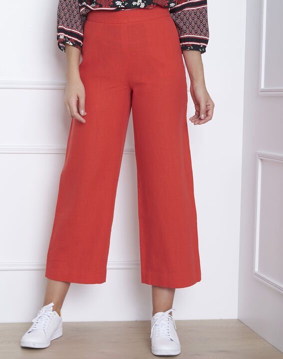 Pantalon rouge court en lin Ghazala | 1-2-3 Pantalon rouge court en lin Ghazala PhotoZ | 1-2-3