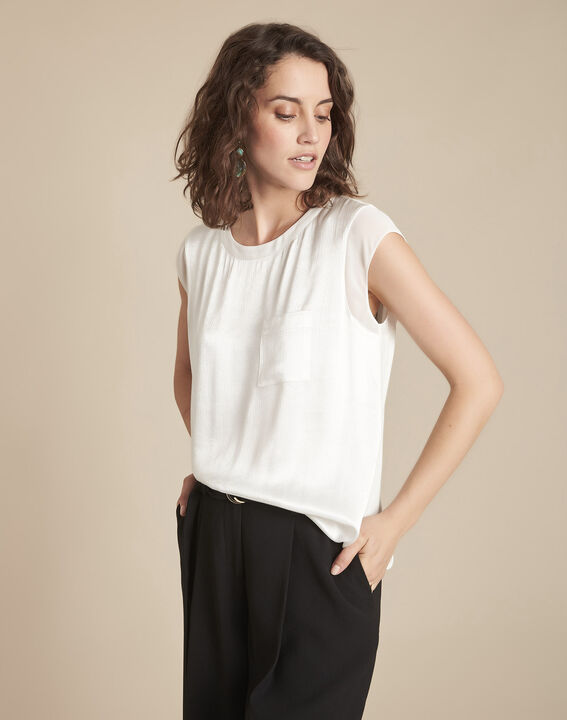 Ecrufarbenes Top Bimaterial Satin vorne Mayssa | 1-2-3 Ecrufarbenes Top Bimaterial Satin vorne Mayssa PhotoZ | 1-2-3