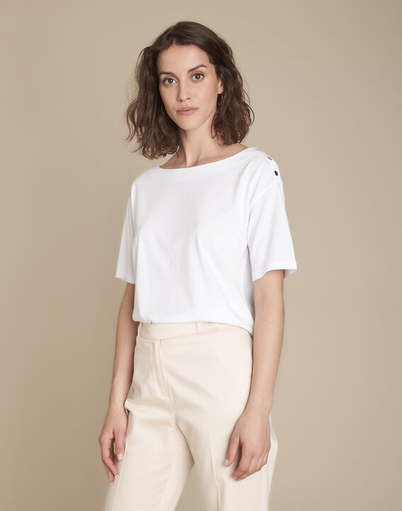 Tee-shirt blanc col bateau Calvi | 1-2-3 Tee-shirt blanc col bateau Calvi PhotoZ | 1-2-3