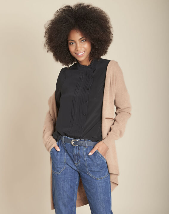 Blouse en soie noire Mottene | 1-2-3 Blouse en soie noire Mottene PhotoZ | 1-2-3