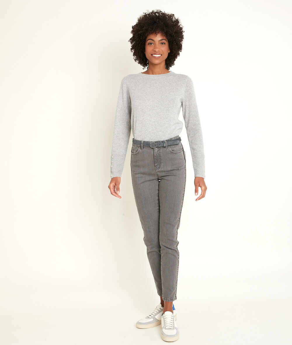 Pull en cachemire gris river chine clair.