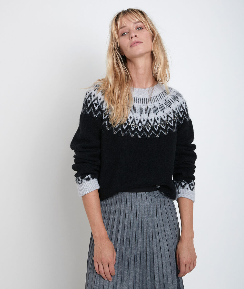Jacquard-pullover remo noir.
