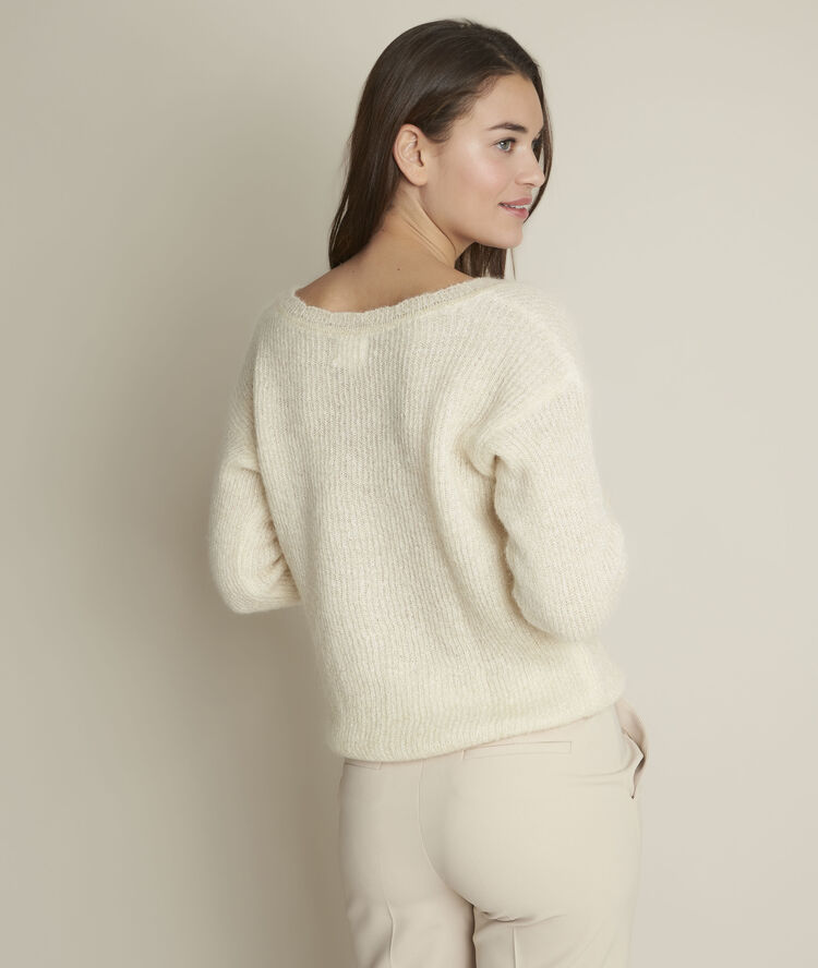 Pull écru en lurex flambeur ecru.