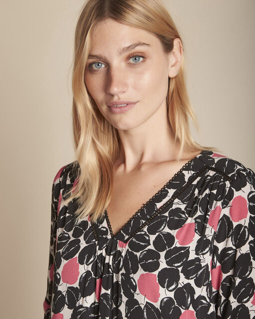 Robe droite imprimée icone rose fluo.
