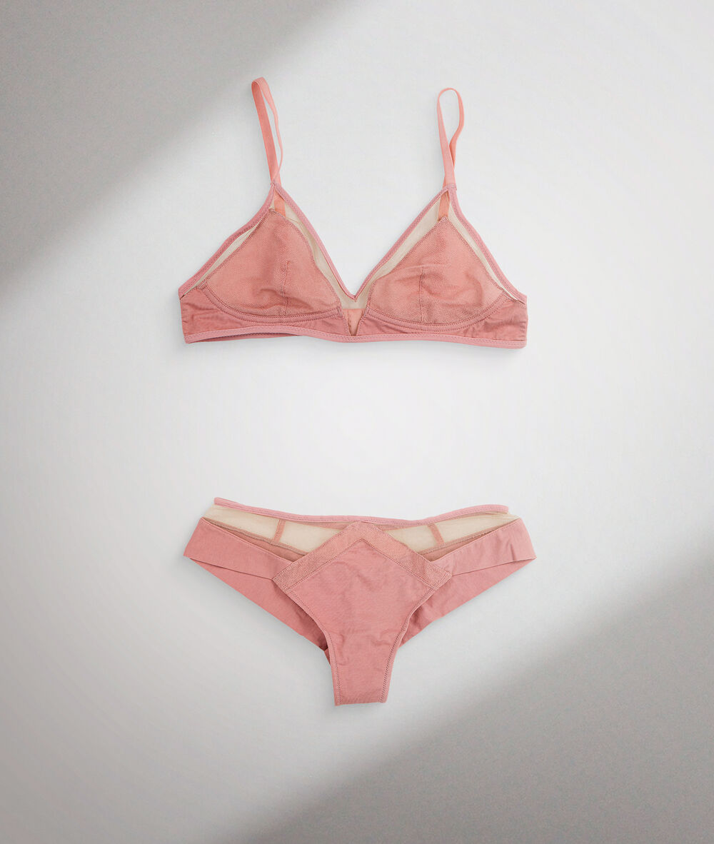 Soutien-gorge triangle en tulle coton gots vieux rose rachel make up.
