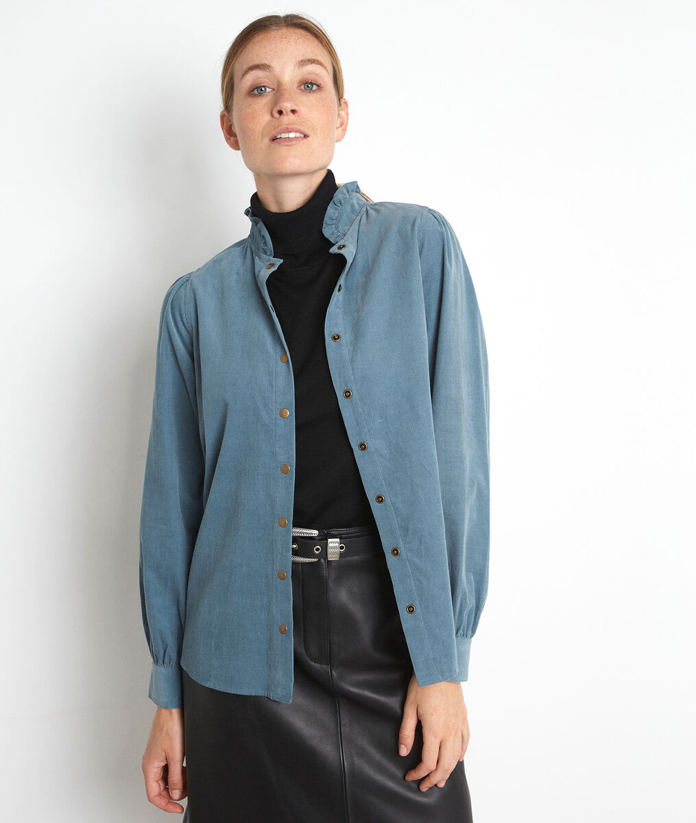 Chemise en velours milleraies bleue Jeraldine | 1-2-3 Chemise en velours milleraies bleue Jeraldine PhotoZ | 1-2-3