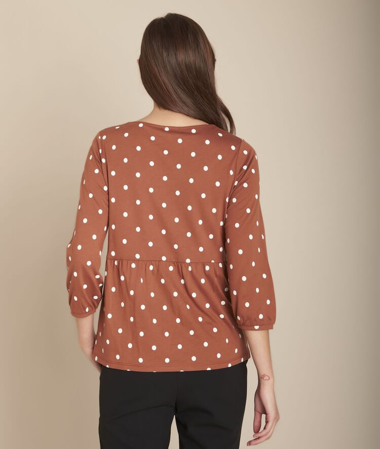 Blouse imprimé pois capucine caramel.