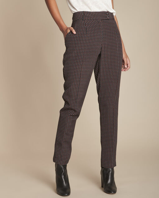 Zwarte straight-fit sigaretbroek met print Erende (1) - Maison 123