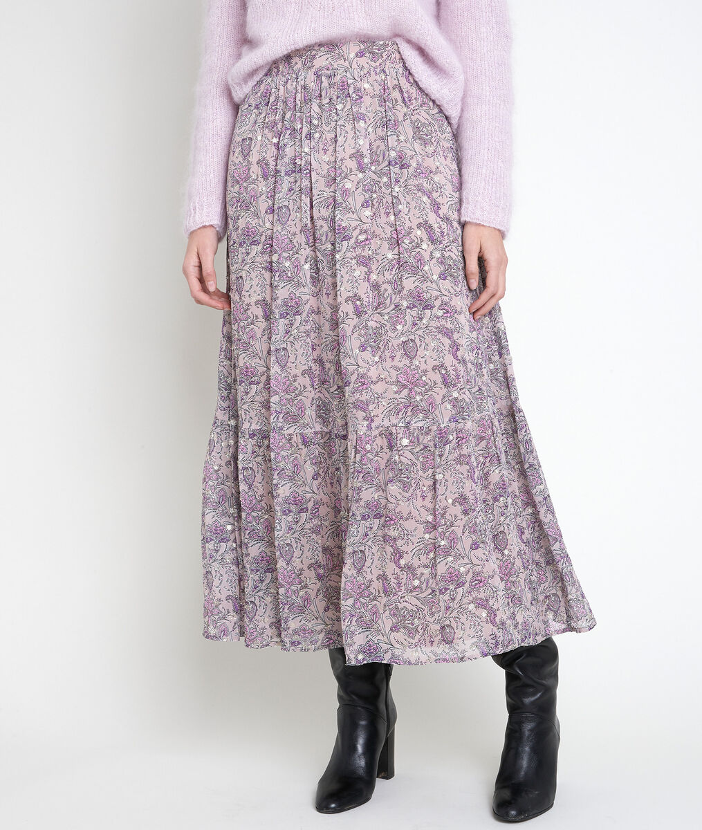Jupe mauve imprimée Elena | 1-2-3 Jupe mauve imprimée Elena PhotoZ | 1-2-3