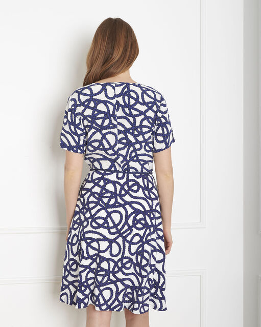 Robe écrue imprimé noeud cache-coeur louve ecru.