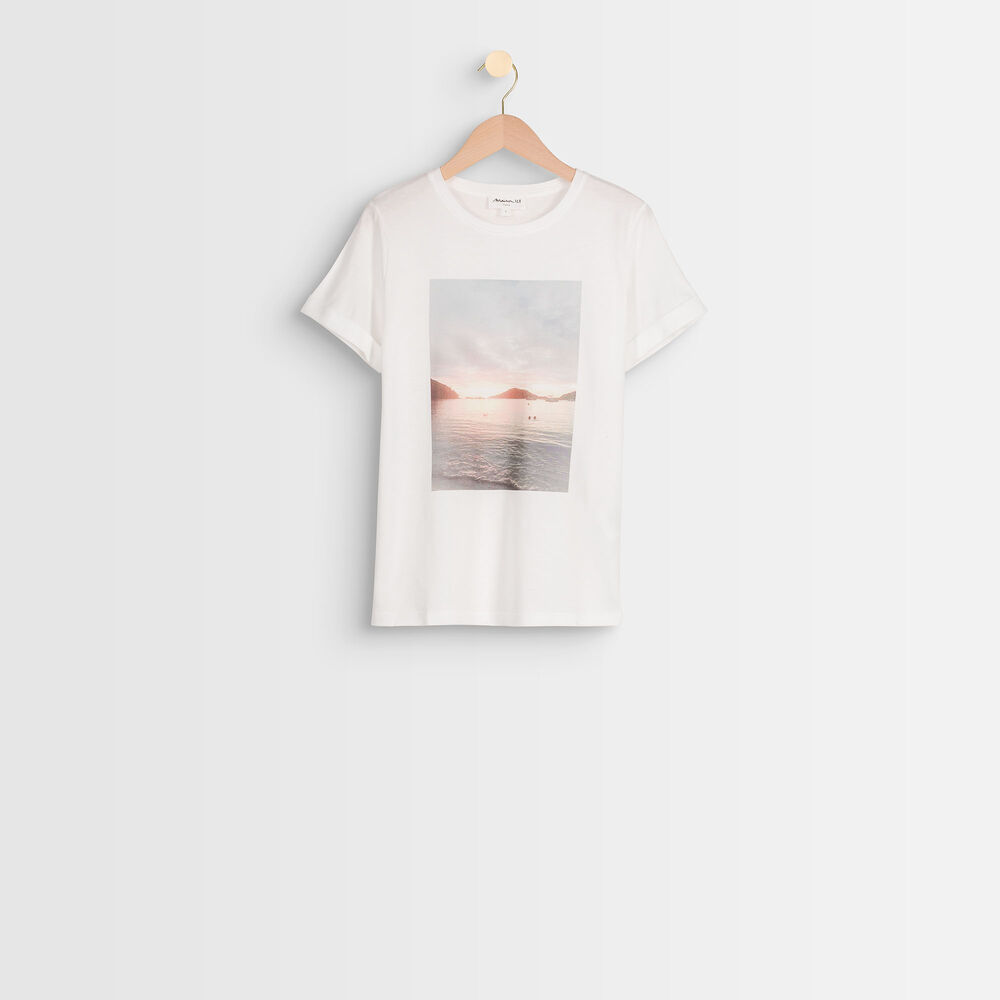 Tee-shirt imprimé dune ecru.