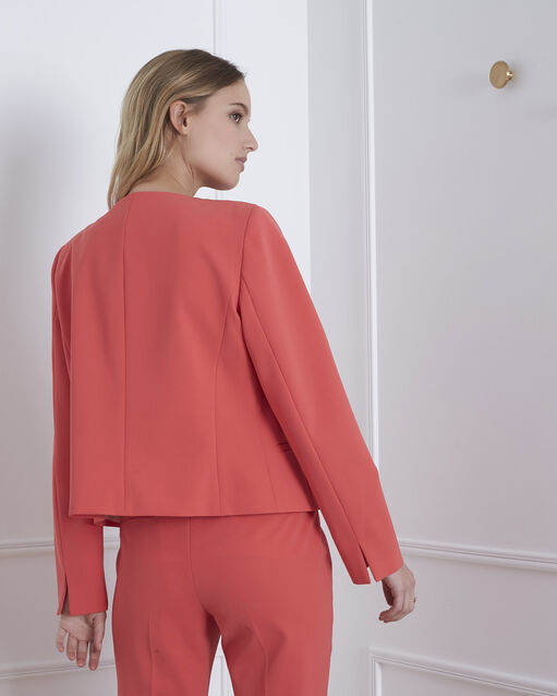 Korallenrote jacke mit mikrofaser und ripsband charme koralle.