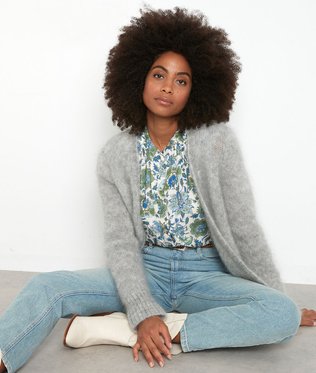 Gilet en mohair mélangé gris Rozelle | 1-2-3 Gilet en mohair mélangé gris Rozelle PhotoZ | 1-2-3