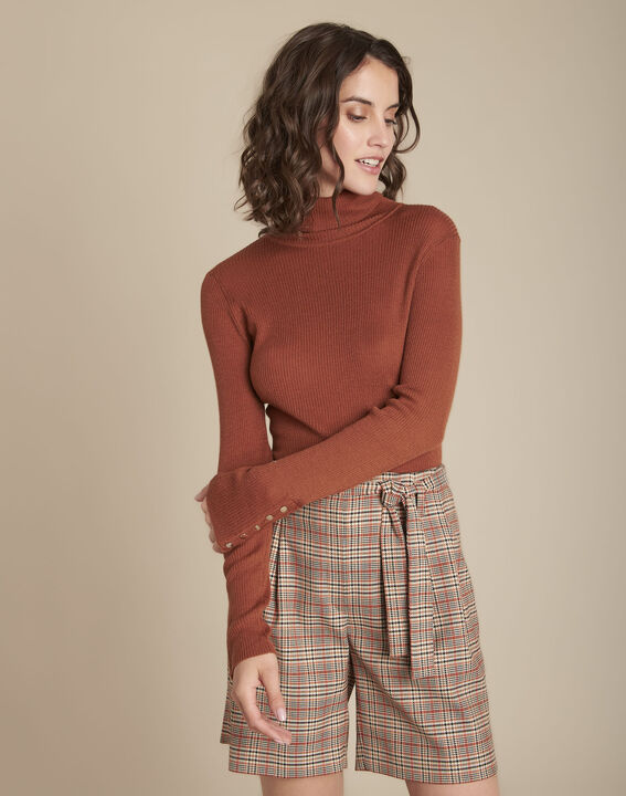 Pull acajou côtelé col roulé Florale | 1-2-3 Pull acajou côtelé col roulé Florale PhotoZ | 1-2-3