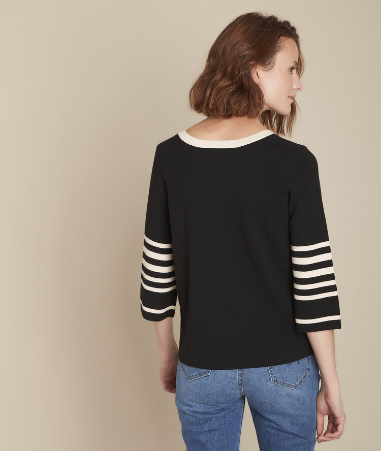 Pull noir à rayures flavie noir.