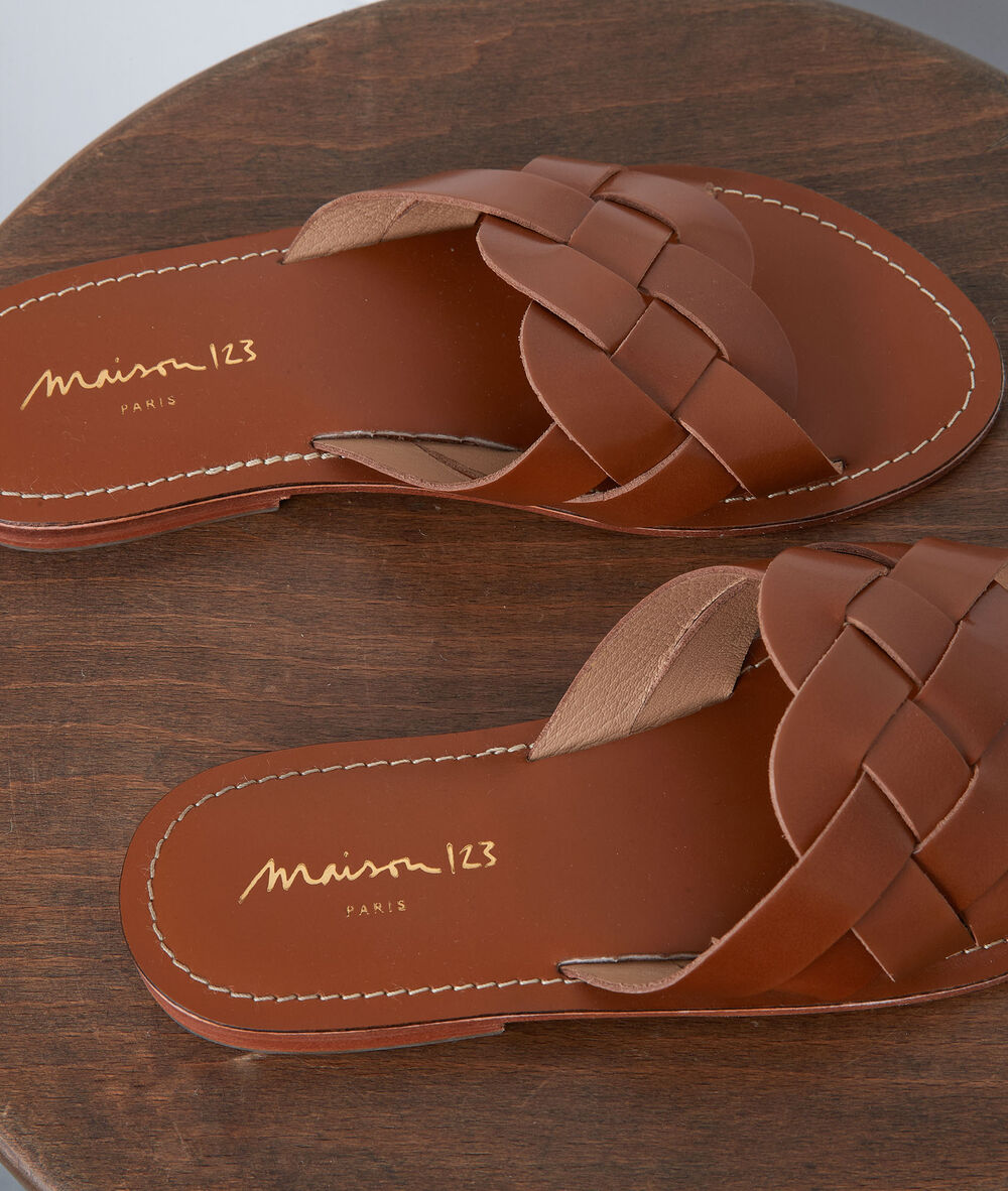 Mules en cuir gemy camel.