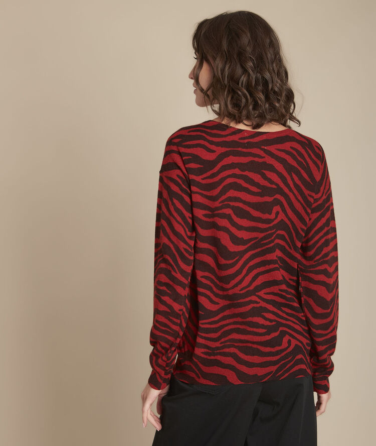 Pull imprimé zèbre tomette felindra sable.
