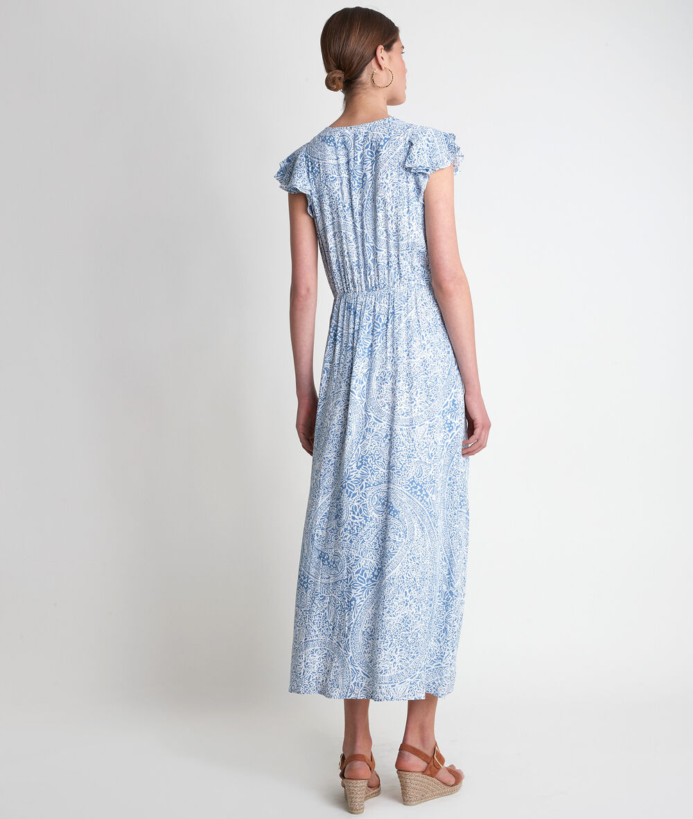 Robe longue imprimée ciel lilou ciel.
